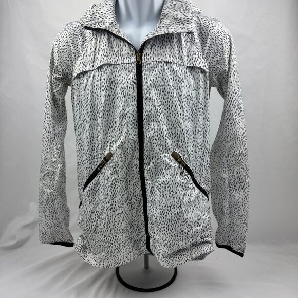 Lululemon Jacket Womens 4 Pack It Up White W/ Black Dots Rain Windbreaker - Picture 1 of 4